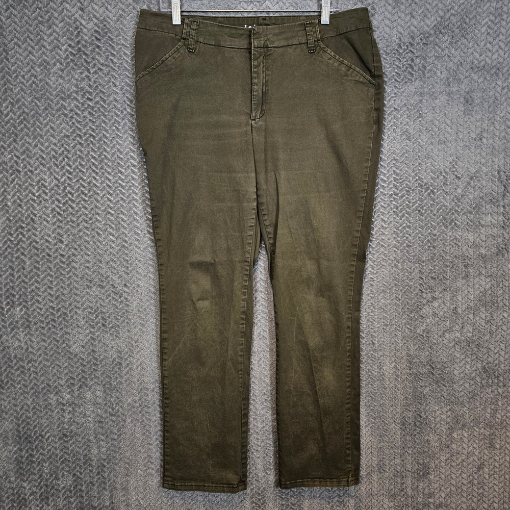 Lee Essential Chino Pants Womens 12 Medium Olive Green Straight Leg Stretch